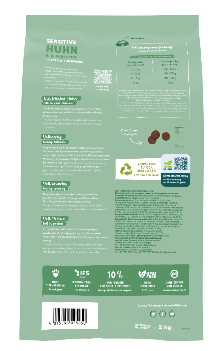 Sanabelle Katzen-Trockenfutter Sensitive Huhn
